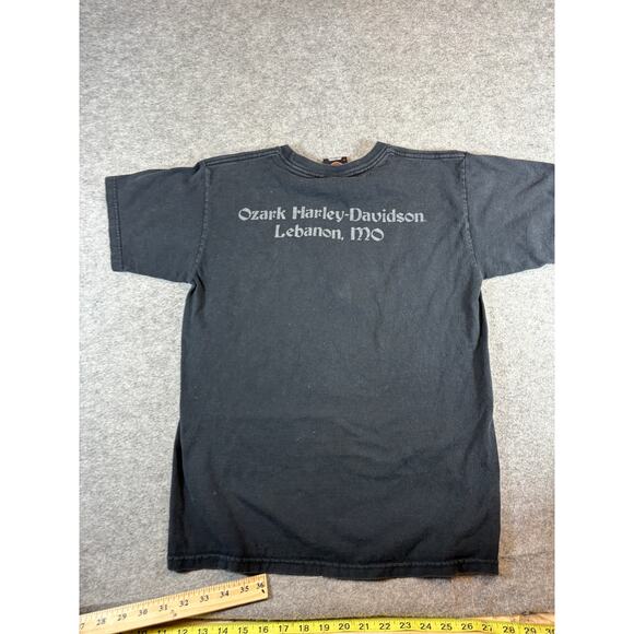 Vintage Y2K Harley Davidson Motorcycles T Shirt Mens Small Black Ozark Lebanon - Picture 7 of 8